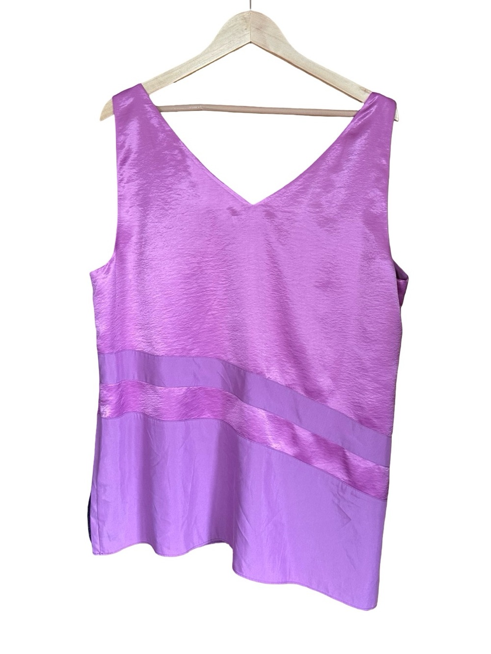 BANANA REPUBLIC Asymmetrical Hem Sleeveless Blouse Orchid Lilac Sz XL - Picture 3 of 8
